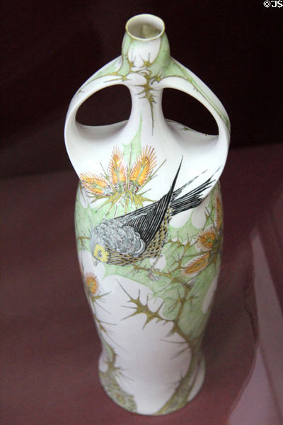Art Nouveau porcelain vase (c1900) by Rozenburg Ceramics of Netherlands at Sèvres National Ceramic Museum. Paris, France.