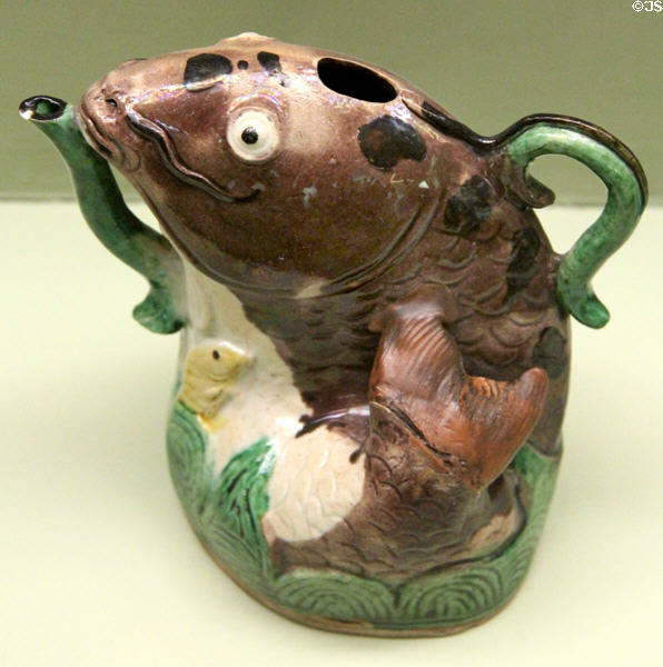 Chinese porcelain fish pitcher (1680-1715) at Sèvres National Ceramic Museum. Paris, France.