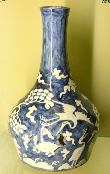 Korean porcelain longevity symbols vase (19thC) at Sèvres National Ceramic Museum. Paris, France.