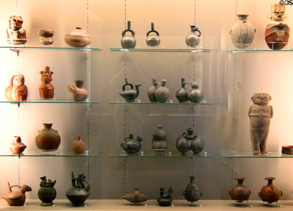 Collection of Western Hemisphere native ceramic vessels at Sèvres National Ceramic Museum. Paris, France.