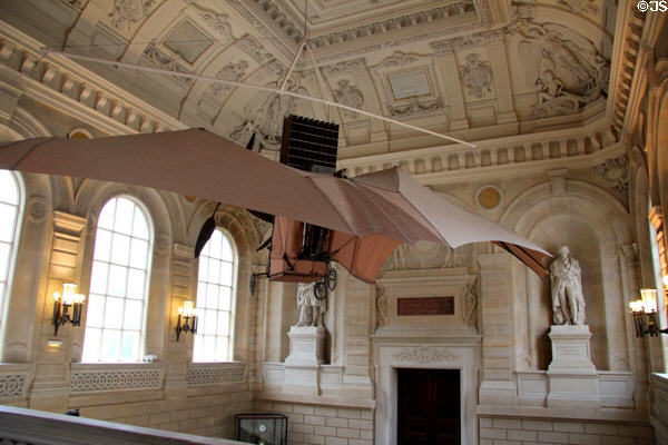 Avion III steam-powered aircraft (1892-7) built by Clément Ader in stairwell of Arts et Metiers Museum. Paris, France.