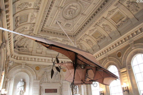 Avion III steam-powered aircraft (1892-7) built by Clément Ader in stairwell of Arts et Metiers Museum. Paris, France.