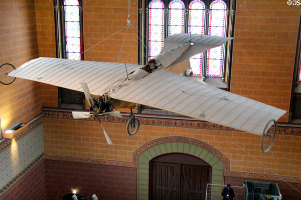 Esnault-Pelterie plane (1908) first aircraft controlled by joystick at Arts et Metiers Museum. Paris, France.