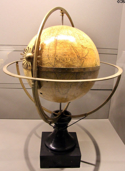 Mechanical globe (1700) by Guillaume de l'Isle at Arts et Metiers Museum. Paris, France.