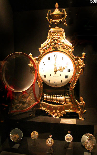 Wall clock with 12 bells (18thC) by François Antoine Konner from Bruchsaal at Arts et Metiers Museum. Paris, France.