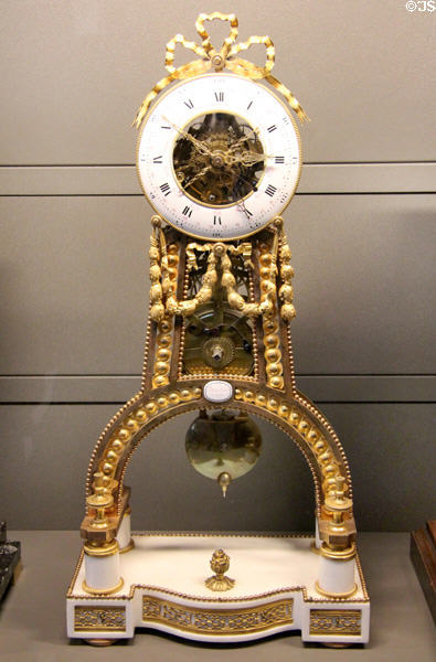 Skeleton clock with astronomical data (c1800) by Bourdier at Arts et Metiers Museum. Paris, France.
