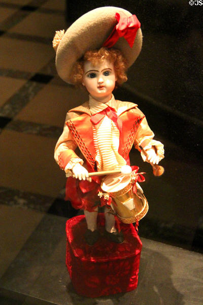 Mechanical musical drummer modeled after baby (c1895) by Léopold Lambert at Arts et Metiers Museum. Paris, France.