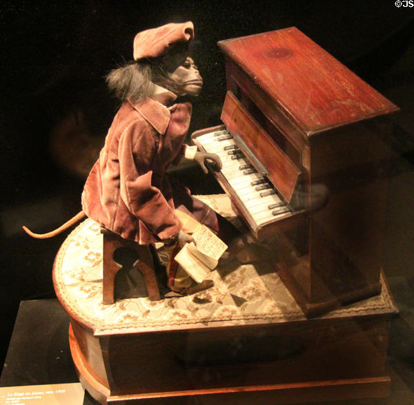 Automated monkey at piano (c1900) by Gustave Vichy at Arts et Metiers Museum. Paris, France.