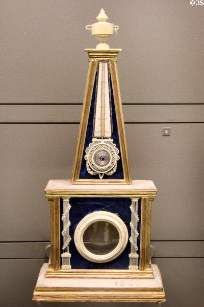 Cord hygrometer with two figure which turn (late 18thC) at Arts et Metiers Museum. Paris, France.