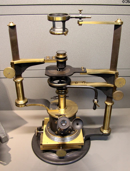 Inverted microscope (c1870) by Werlein sat Arts et Metiers Museum. Paris, France.