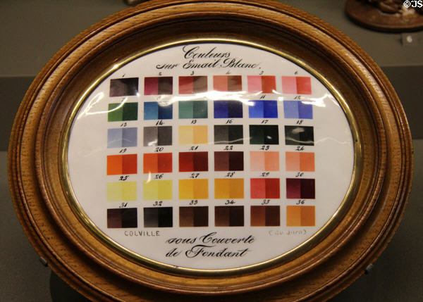 Porcelain color palette (1850) by Colville (shown Paris Exposition 1855) at Arts et Metiers Museum. Paris, France.