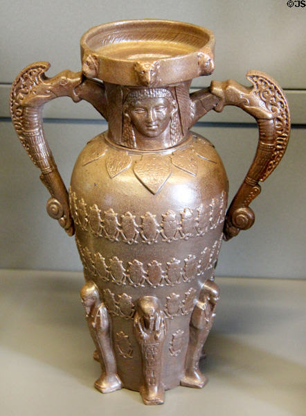 Bronze Egyptian revival vase (c1840) by Ziegler of Voisinlieu at Arts et Metiers Museum. Paris, France.
