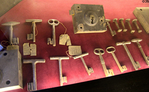 Locks, keys & irons (late 18thC) from prison at Conciergerie. Paris, France.
