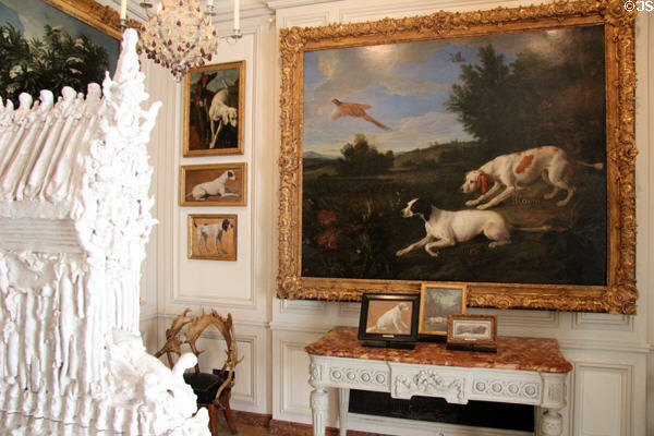 Gallery of hunting dog paintings at Museum of Hunting & Nature. Paris, France.