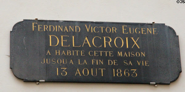 Sign for Eugene Delacroix house & museum. Paris, France.