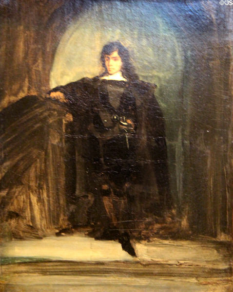 Self portrait acting in Hamlet or Ravenswood (c1821) by Eugène Delacroix at Eugene Delacroix Museum. Paris, France.