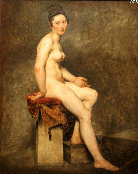 Sitting nude (Mlle Rose) painting (c1820) by Eugène Delacroix at Eugene Delacroix Museum. Paris, France.
