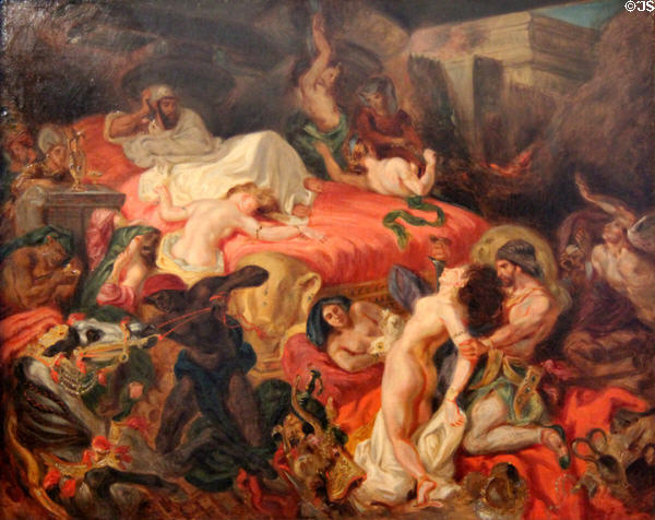 Death of Sardanapale painting (c1845) by Frédéric Villot after Eugène Delacroix at Eugene Delacroix Museum. Paris, France.