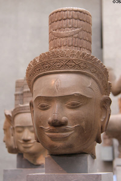 Cambodian Siva head from Phnom Bok at Guimet Museum. Paris, France.