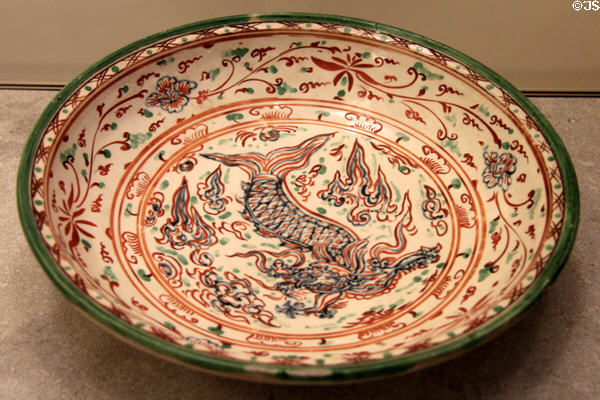 Vietnamese ceramic plate painted with dragon (16thC) at Guimet Museum. Paris, France.