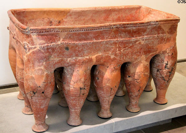 Terra cotta megalithic sarcophagus (2ndC BCE) from Souttoukeny southeastern India at Guimet Museum. Paris, France.