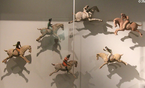 Chinese terra cotta polo players (8thC CE - Tang dynasty) from northern China at Guimet Museum. Paris, France.
