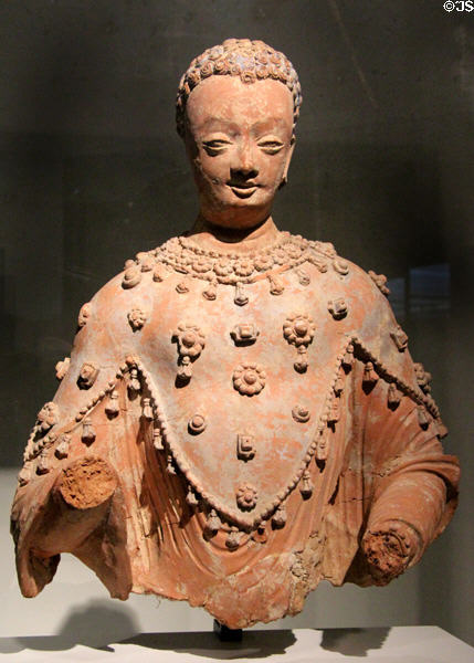 Earth sculpture of Buddha (7thC) from Afghanistan at Guimet Museum. Paris, France.