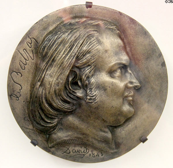 Honoré de Balzac bronze medal (1843) by Pierre-Jean David at Balzac House. Paris, France.