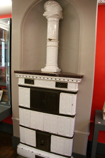 Ceramic stove at Balzac House. Paris, France.