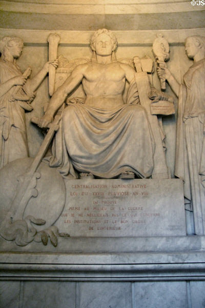 Centralized administration law frieze of Napoleon milestones ringing his tomb at Les Invalides. Paris, France.
