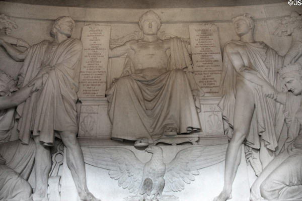 Commerce & industry frieze of Napoleon milestones ringing his tomb at Les Invalides. Paris, France.