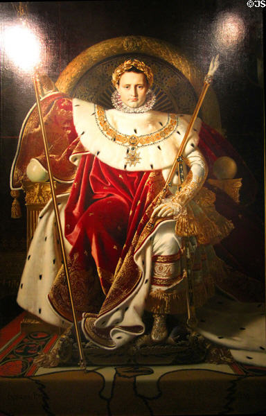 Napoleon I on imperial throne painting (1806) by Jean-Auguste-Dominique Ingres at Les Invalides. Paris, France.