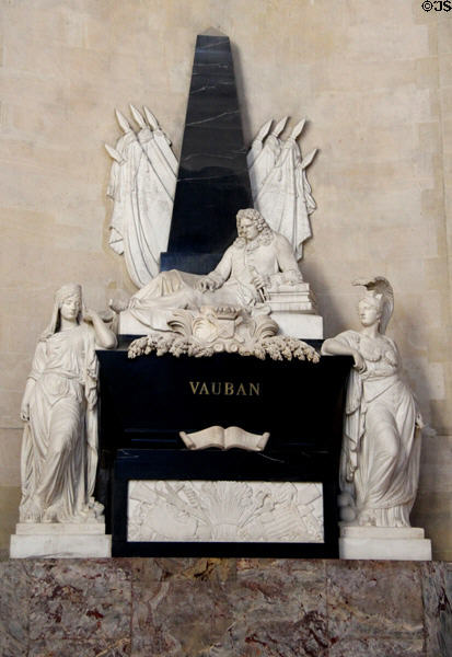 Tomb of Vauban's heart (1633-1707) designer of Louis XIV's military fortifications, at Les Invalides. Paris, France.