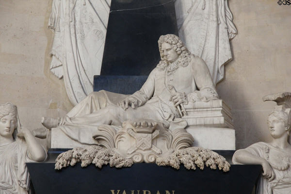 Detail of tomb of Vauban's (1633-1707) designer of Louis XIV's military fortifications, at Les Invalides. Paris, France.