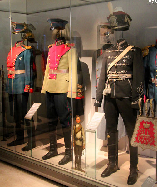 Uniforms of Russian Imperial Army (c1890s) at Army Museum at Les Invalides. Paris, France.