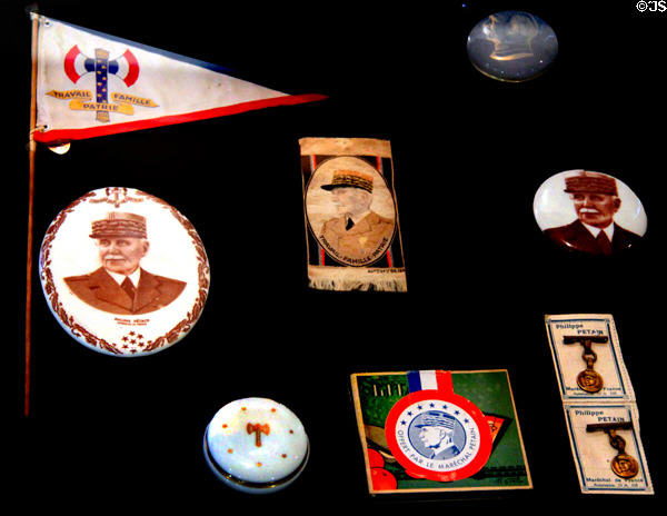 Objects with images of Marshal Pétain at Army Museum at Les Invalides. Paris, France.