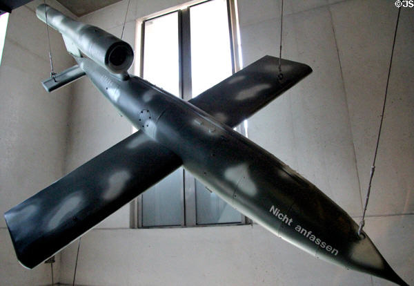 V1 German flying buzz bomb (1944) at Army Museum at Les Invalides. Paris, France.