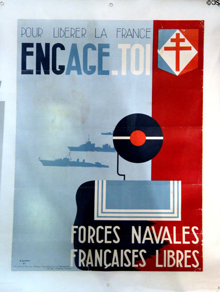 French WWII poster for Naval enlistment at Army Museum at Les Invalides. Paris, France.