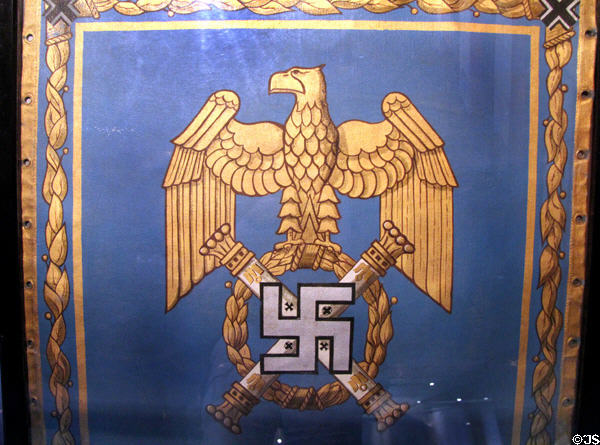 Reichsmarchall Goering's personal flag used during his stay in Paris at Army Museum at Les Invalides. Paris, France.