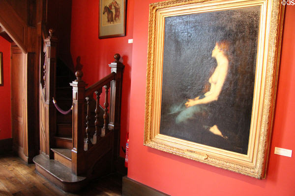 Madeleine in the desert painting (1878) by Jean-Jacques Henner beside staircase at J.J. Henner Museum. Paris, France.