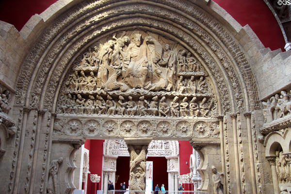 Cast of Romanesque apocalypse arch of St.-Pierre abbey church from Moissac (Tarn-et-Garonne) at Musée des Monuments Français. Paris, France.