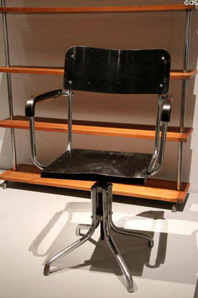 Tubular steel swivel armchair B7a (1928) by Marcel Breuer with Thonet Brothers at Musée des Monuments Français. Paris, France.