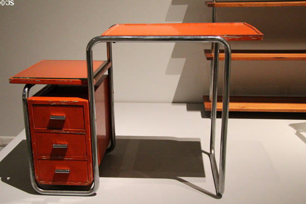 Tubular steel typewriter table B21 (1928) by Marcel Breuer with Thonet Brothers at Musée des Monuments Français. Paris, France.