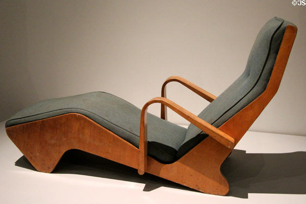 Plywood chaise longue (1936) by Marcel Breuer with Heal's of London at Musée des Monuments Français. Paris, France.