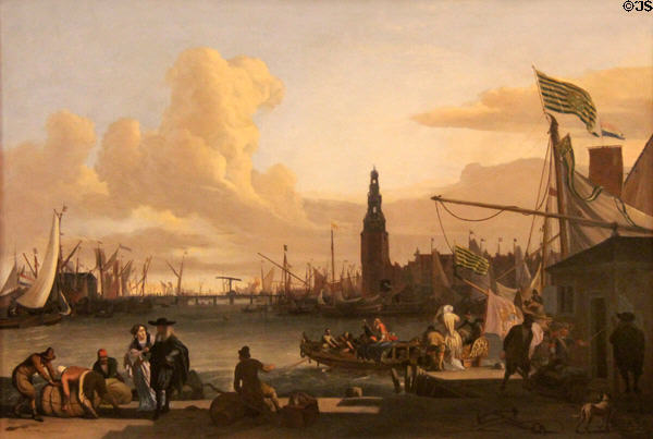 View of Amsterdam painting (1665) by Ludolf Backhuysen at Musée de la Marine. Paris, France.