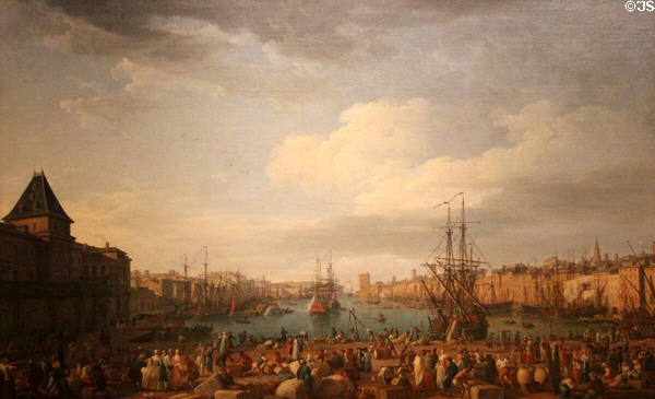 View of Port of Marseille painting (1754) by Joseph Vernet at Musée de la Marine. Paris, France.