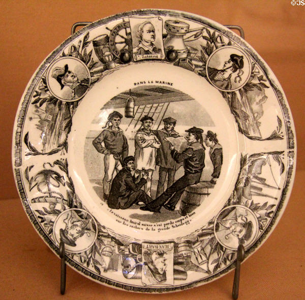 French "In the Marine" commemorative ceramic plate (c1850) at Musée de la Marine. Paris, France.