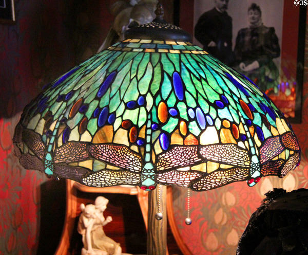 Dragonfly stained glass table lamp at Maxim's Art Nouveau Collection 1900. Paris, France.