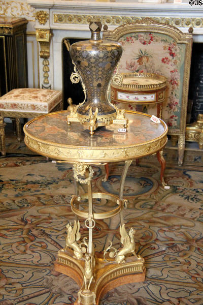 Pedestal table (end 18thC) attrib. Pierre-Philippe Thomire in grand salon at Nissim de Camondo Museum. Paris, France.