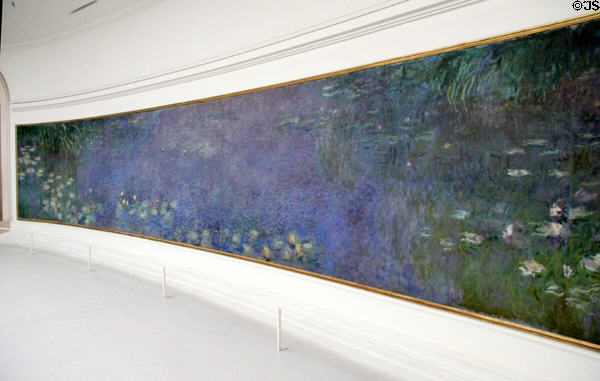 Water Lilies - Reflected Clouds mural (1920-6) by Claude Monet painted for oval gallery at Orangerie. Paris, France.